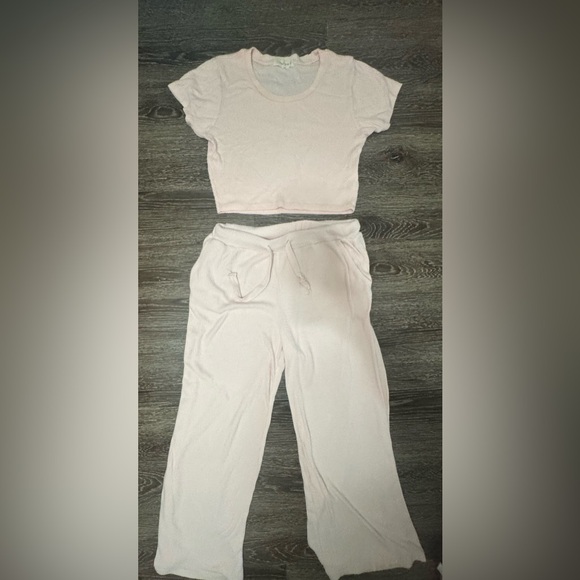 Ocean Drive Pink Wide Leg Pants & Crop Top Set - Picture 2 of 5